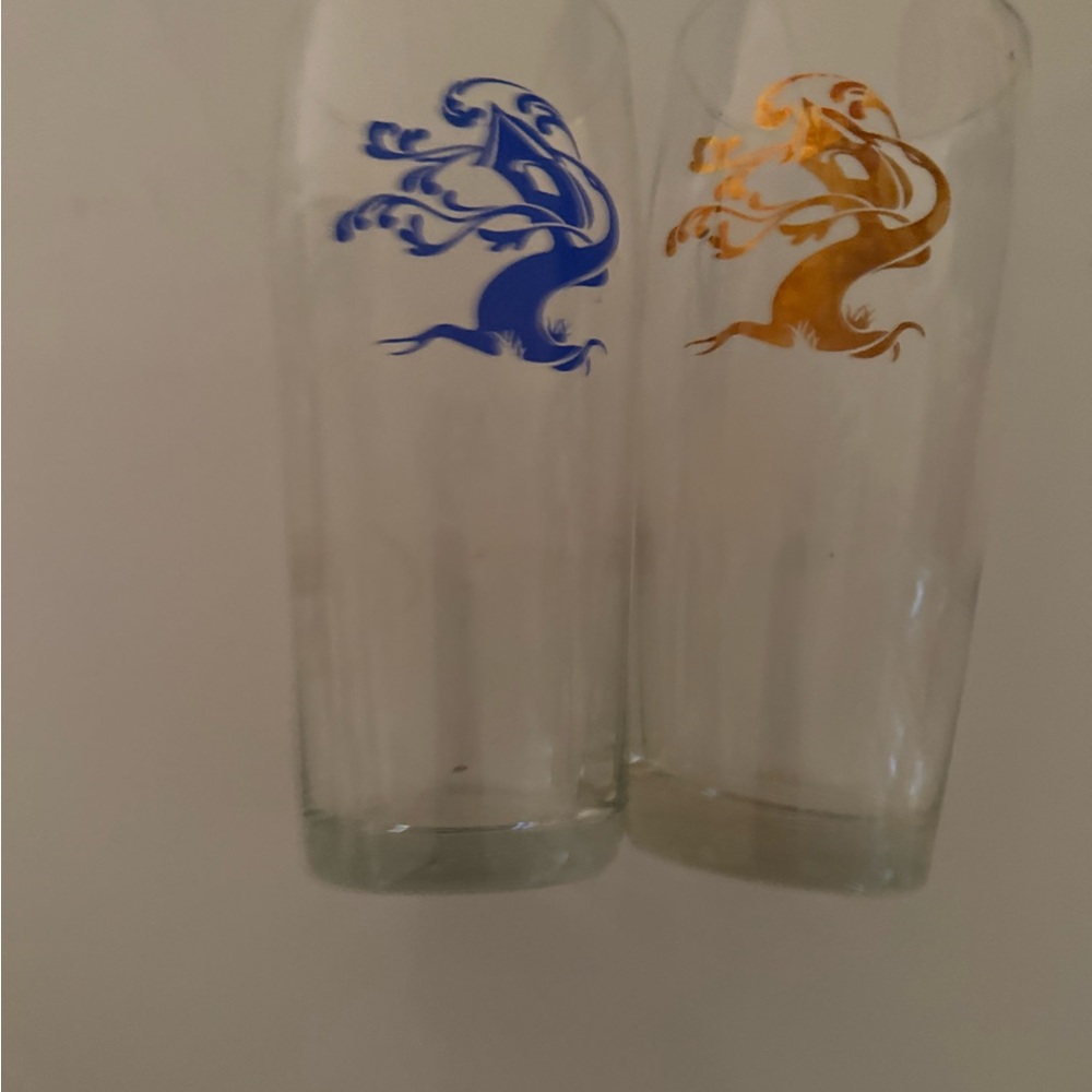 Treehouse Brewery Glass Tumbler Pair with Decorative Tree Motif - Blue & Gold